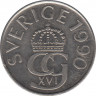 Монета. Швеция. 5 крон 1990 год. ав.
