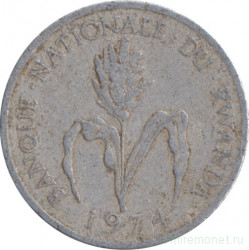 Монета. Руанда. 1 франк 1974 год.