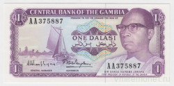Банкнота. Гамбия. 1 даласи 1986 год.