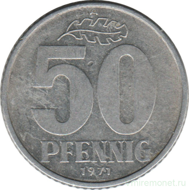 Монета. ГДР. 50 пфеннигов 1971 год.
