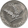 Реверс. Монета. Финляндия. 100 марок 1995 год. 50 лет ООН.