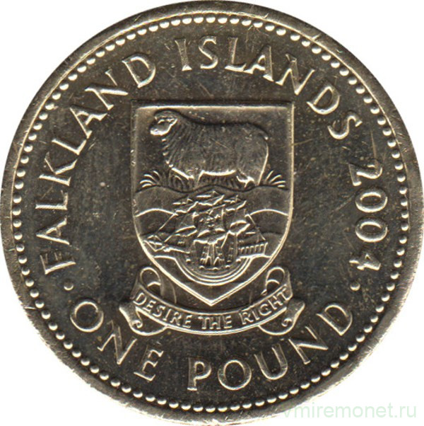 Монета. Фолклендские острова. 1 фунт 2004 год.