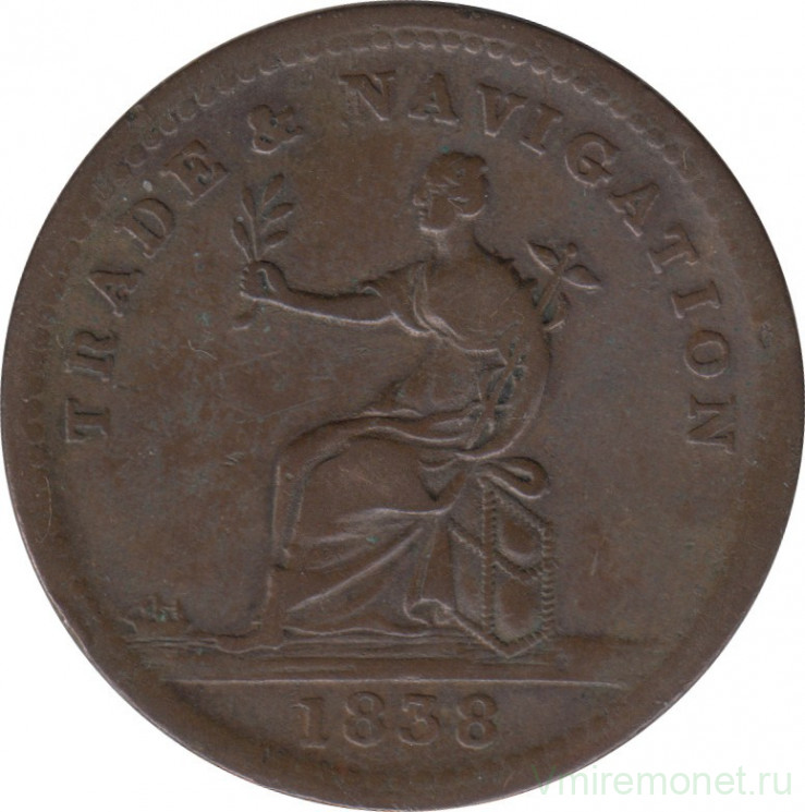Монета. Британская Гвиана. 1 штивер 1838 год. Частный выпуск.