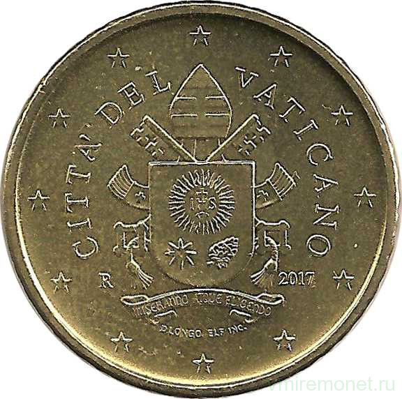 Монета. Ватикан. 50 центов 2017 год.