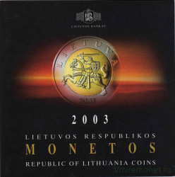 Монеты. Литва. Набор разменных монет в буклете. 2003 год.