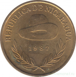 Монета. Никарагуа. 5 кордоб 1987 год.