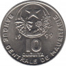 Монета. Мавритания. 10 угий 1999 год. ав.