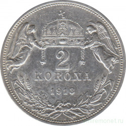 Монета. Венгрия. 2 кроны 1913 год.