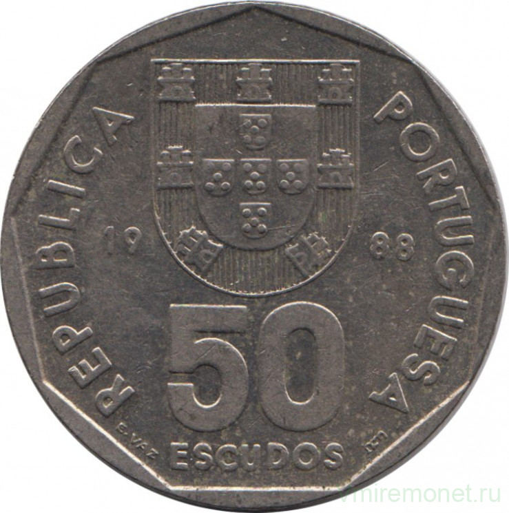 Монета. Португалия. 50 эскудо 1988 год.