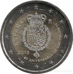 Монета. Испания. 2 евро 2018 год. 50 лет королю Филиппу VI.