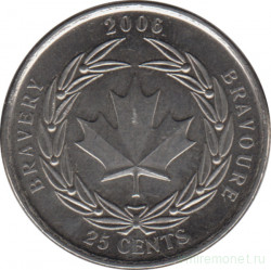 Монета. Канада. 25 центов 2006 год. Ордена и медали Канады - Медаль за храбрость.