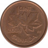 Монета. Канада. 1 цент 2004 год. Сталь покрытая медью. (P). ав.