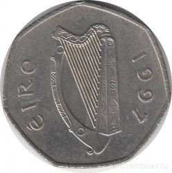 Монета. Ирландия. 50 пенсов 1997 год.