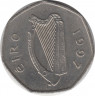 Монета. Ирландия. 50 пенсов 1997 год. ав.