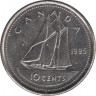 Монета. Канада. 10 центов 1995 год. ав.