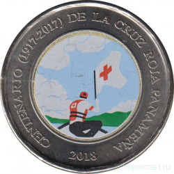 Монета. Панама. 1 бальбоа 2018 год. 100 лет Красному кресту. Цветная эмаль.