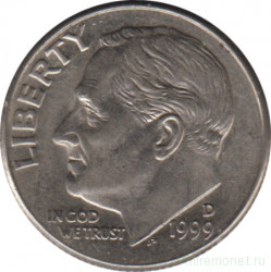 Монета. США. 10 центов 1999 год. Монетный двор D.