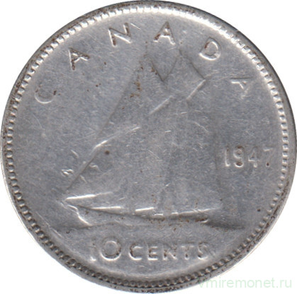 Монета. Канада. 10 центов 1947 год.