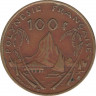 Монета. Французская Полинезия. 100 франков 1976 год. рев.
