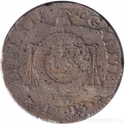 Монета. Франция. 1 соль 1793 год. W.