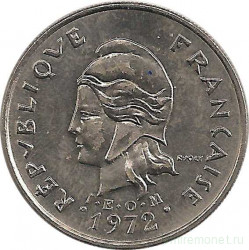 Монета. Новая Каледония. 10 франков 1972 год.
