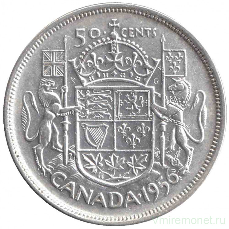 Монета. Канада. 50 центов 1956 год.   