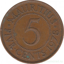 Монета. Маврикий. 5 центов 1978 год.