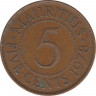 Монета. Маврикий. 5 центов 1978 год. ав.