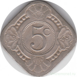 Монета. Кюрасао (Нидерландские Антилы). 5 центов 1948 год.