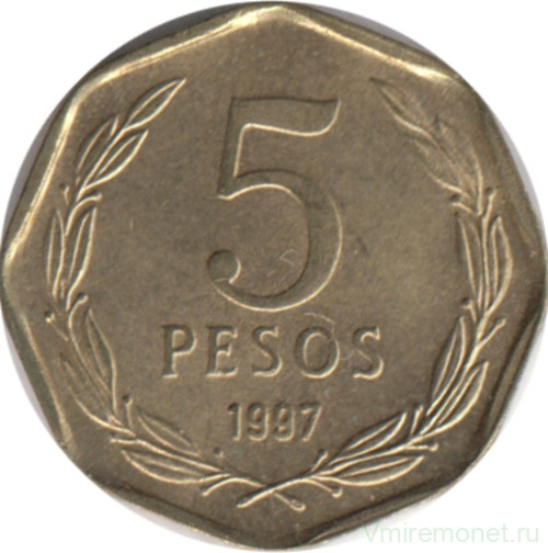 Монета. Чили. 5 песо 1997 год.