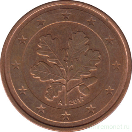 Монета. Германия. 2 цента 2017 год. (A).