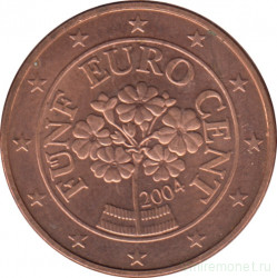 Монета. Австрия. 5 центов 2004 год.