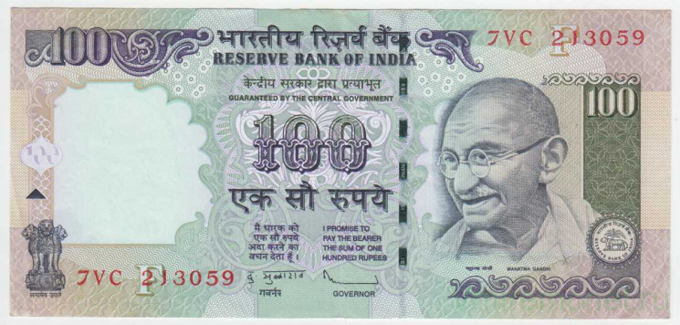 Банкнота. Индия. 100 рупий 2012 год. Тип 98ad.