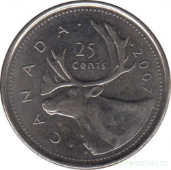 Монета. Канада. 25 центов 2007 год.