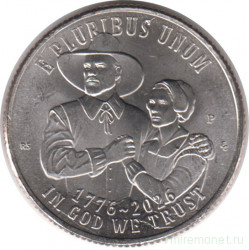 Монета. США. 25 центов 2026 год. 250 лет независимости США. Мейфлауэр. Монетный двор P.