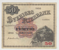 Банкнота. Швеция. 50 крон 1950 год.