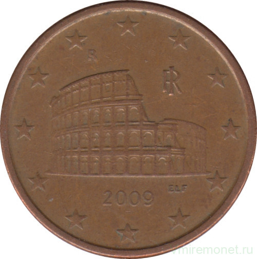 Монета. Италия. 5 центов 2009 год.
