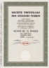 Акция. Франция. Марсель. Акционерное общество "SOCIÉTÉ PROVENÇALE DES ATELIERS TERRIN". Акция на предъявителя в 75 франков 1960 год. ав.