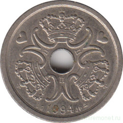 Монета. Дания. 1 крона 1994 год.