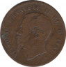 Монета. Италия. 10 чентезимо 1867 год. "Т". ав.