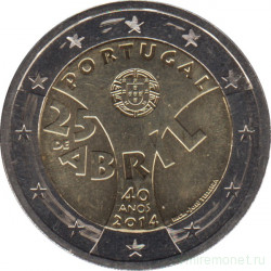 Монета. Португалия. 2 евро 2014 год. 40 лет Революции гвоздик.
