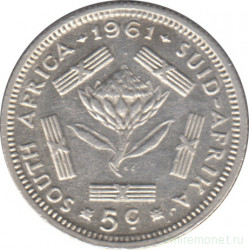Монета. Южно-Африканская республика (ЮАР). 5 центов 1961 год.