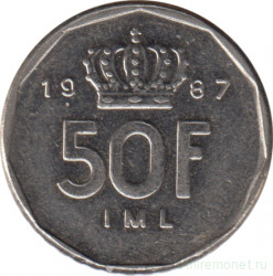 Монета. Люксембург. 50 франков 1987 год. 