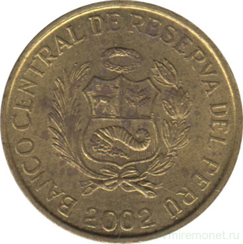 Монета. Перу. 1 сентимо 2002 год.
