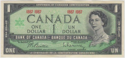 Банкнота. Канада. 1 доллар 1967 год. 100 лет Конфедерации Канады. Тип 84а.