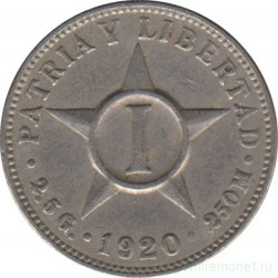 Монета. Куба. 1 сентаво 1920 год.