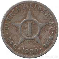 Монета. Куба. 1 сентаво 1920 год.
