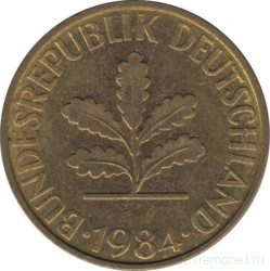 Монета. ФРГ. 10 пфеннигов 1984 год. Монетный двор - Штутгарт (F).