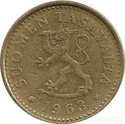 Монета. Финляндия. 10 пенни 1963 год.