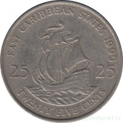 Монета. Восточные Карибские государства. 25 центов 1995 год.
